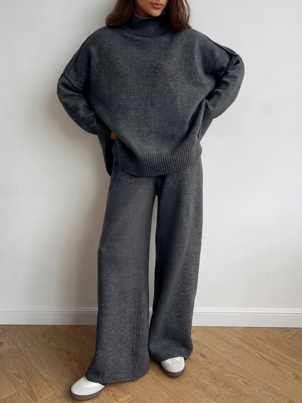 BEATRIX™ – Turtleneck Sweater & Wide Leg Pants Two-Piece Set